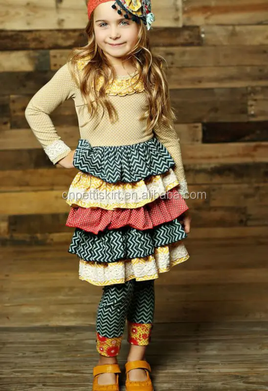 Korean Girls Baby Outfits Ruffled Swing Top Sets Winter Dress Back