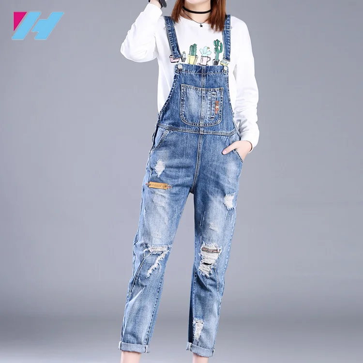 overall ripped jeans