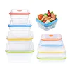 Microwave Dishwasher Freezer Safe Set Of 4 Foldable Thin Bins Collapsible Containers Silicone Food Storage Containers Set