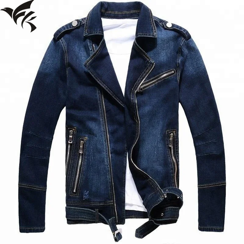 Men Fashion Jeans Jackets Men Clothes Zipper Designer Damaged