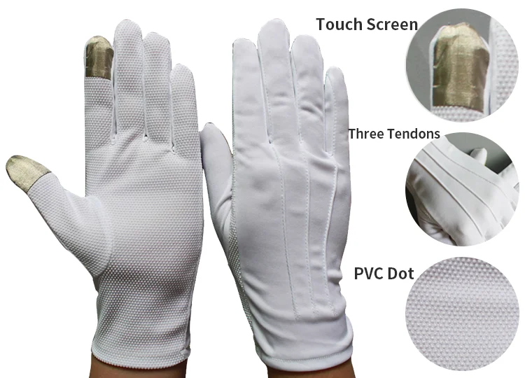 Original Manufacturer Cheap Army White Cotton Ceremonial Gloves Grip