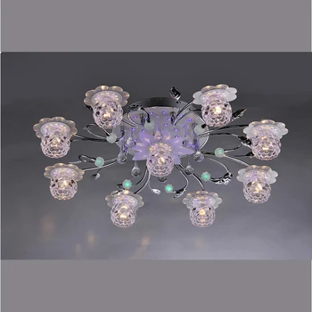 Metal Chrome Round Canopy Crystal Low Voltage Led Ceiling Lamp