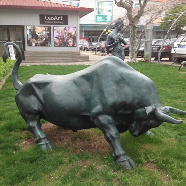 Outdoor Decorative Antique Animal Life Size Cast Bronze Brass Bull