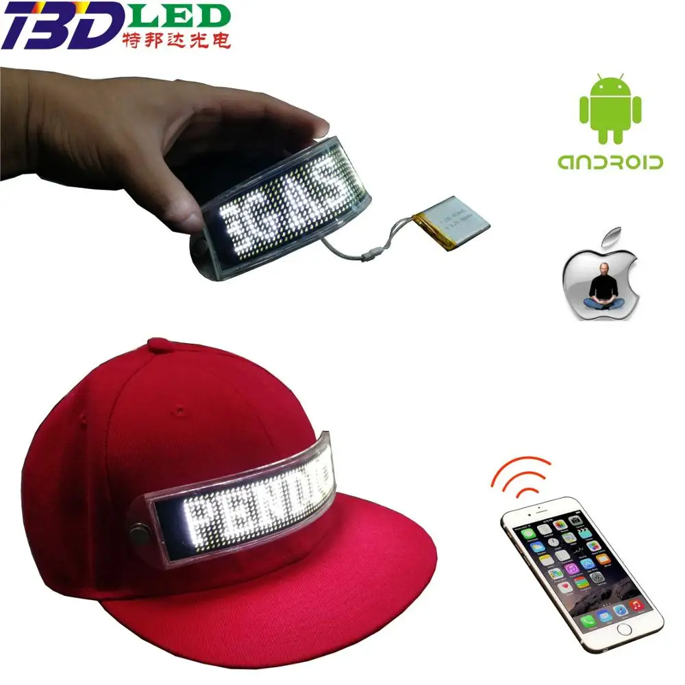 App Control Led Hats Caps Moving Sign Display For Hats With Bluetooth