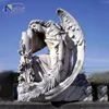 Modern custom made stone sculpture Beautiful angel puppet holding feather marble sculpture on post NTBS-A004