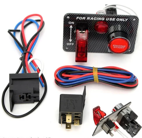 Dc12v Racing Car Carbon-look Ignition Switch Panel Engine Start Push ...