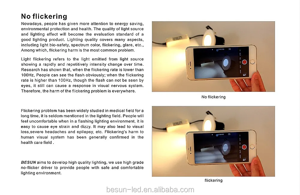 No flicker soft lighting 7w triac/dali/1-10v dimmable downlight