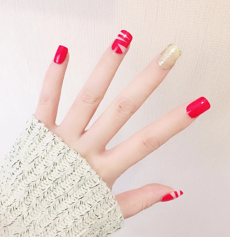 Wholesale fashionable red false nail tips 24pcs/box
