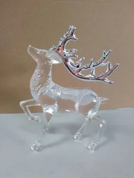 Clear Acrylic Xmas Reindeer With Silver Antler Decorations