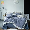 Washed cotton bedding cotton four-piece net red cotton girl bed linen quilt princess wind ruffle
