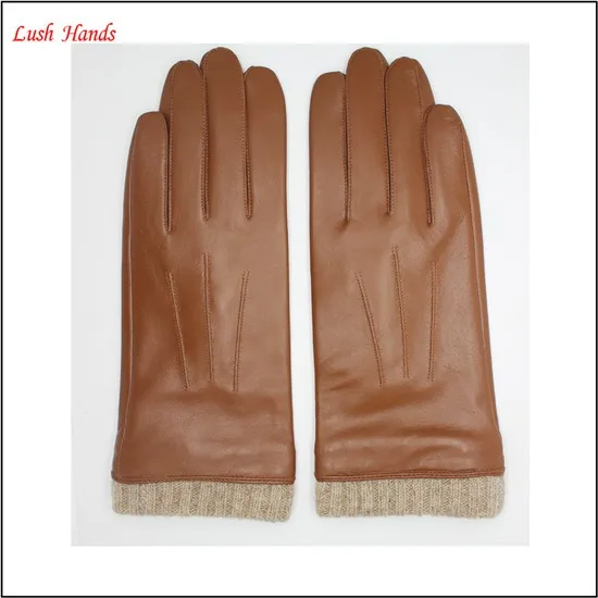 ladies leather brown driving gloves tablets touch leather gloves