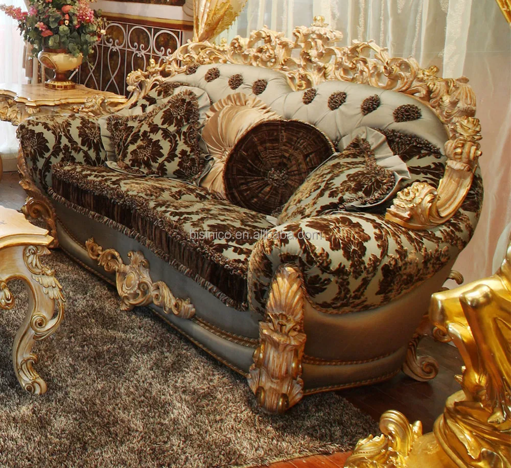 Luxe franse rococo stijl hout gesneden stof bankstel/koninklijke ...