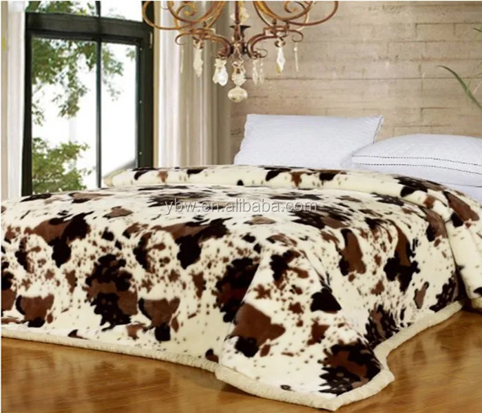 Double Layer Cow Printed Flannel Fleece Blanket,New Zealand Blanket
