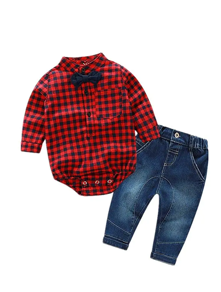 Milkiwai Boys Shirt Plaids Gentleman Style Long Sleeve Cotton Fabric with Bow