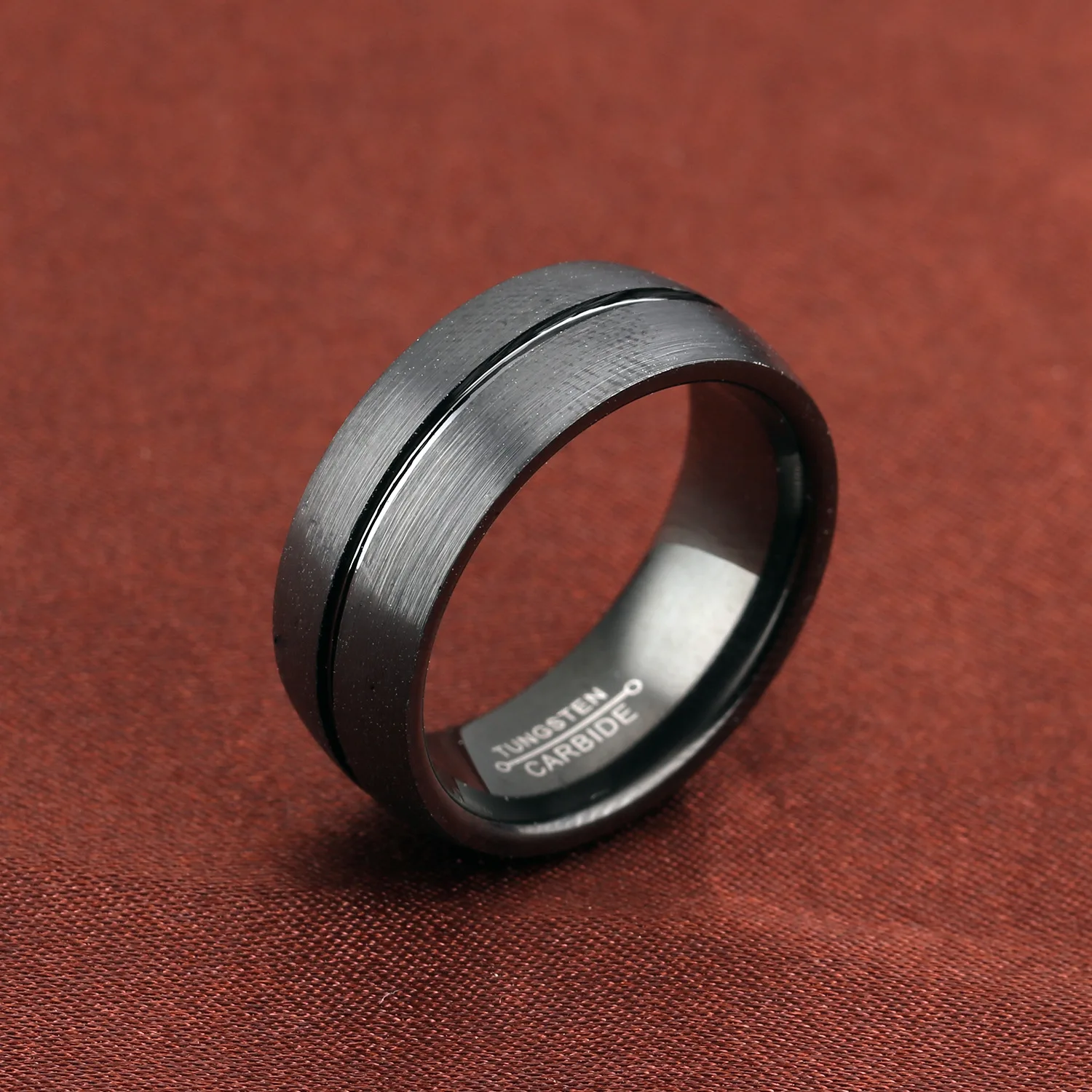 Yiwu Wholesale Luxury Men's 8mm Black Tungsten Ring Brushed Wedding