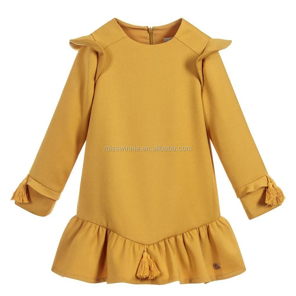 Customized Your Own Brand Little Girls Yellow Dresses 212 Factory