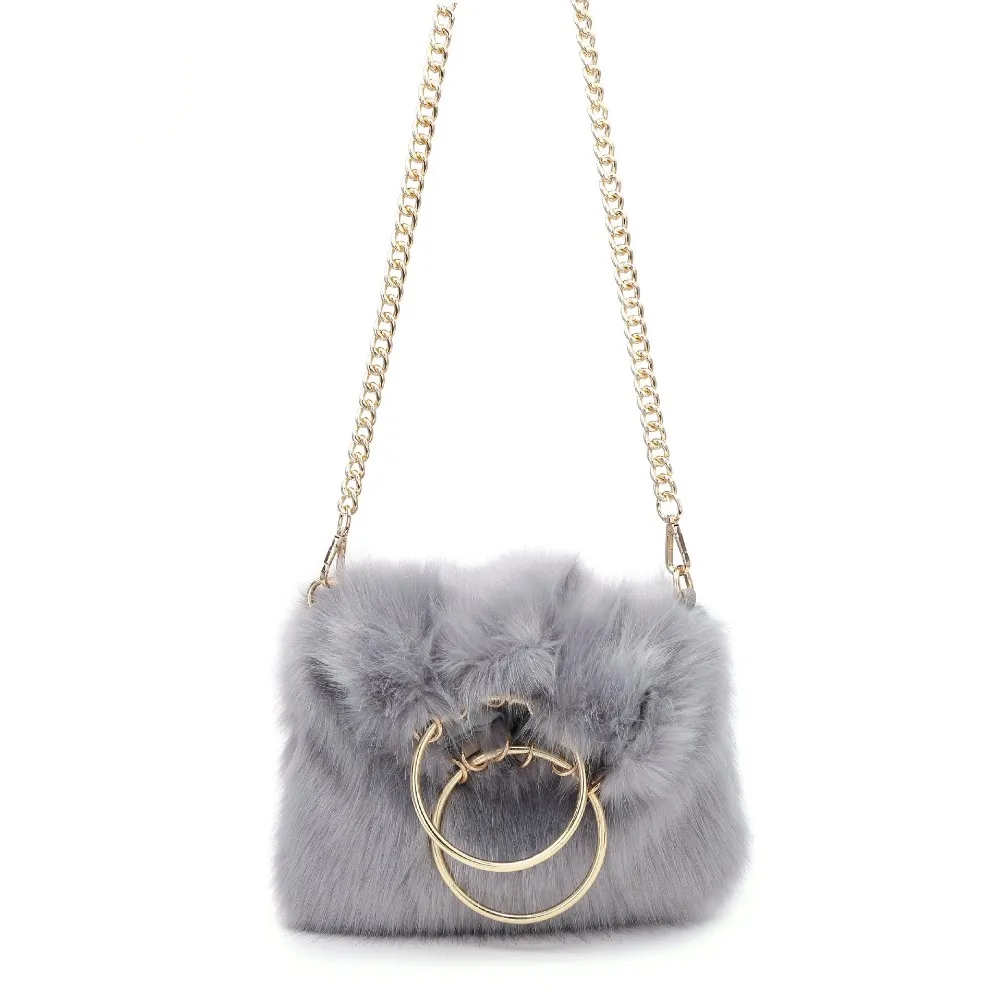 white fuzzy purse