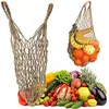 Reusable Mesh Shopping Grocery Storage Short Handle Jute String Net Shopper Fruit Beige Shoulder Totes Handbag