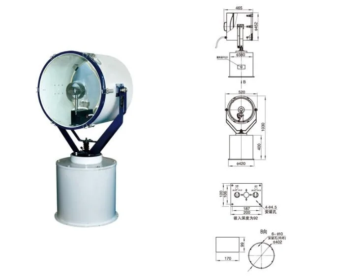 2000W good quality stainless steel adjustable marine search light TG73-A