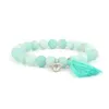 8mm Amazonite Bracelet Green Mint Bead Tassel Bracelet Yoga Bracelet
