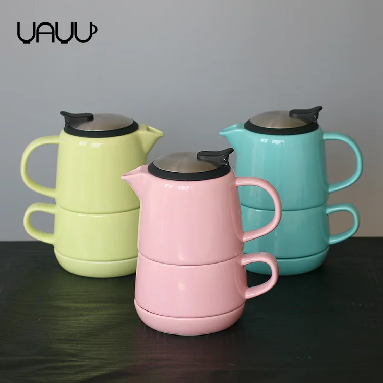 Handmade Custom Wholesale Glazed 600ml One Person Teapot In One