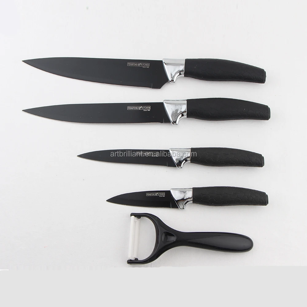 Stock Eva Tray Color Box Black Nonstick Coating Swiss Line Knife 5pcs