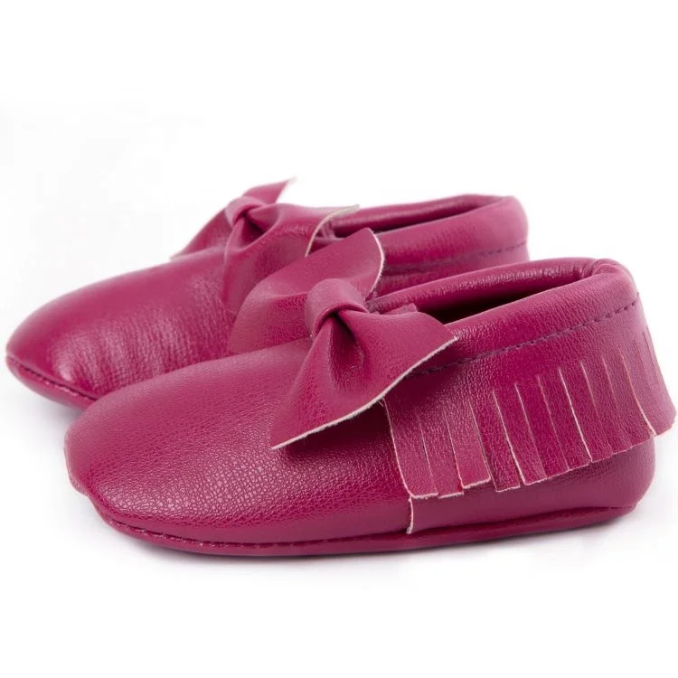 Butterfly-Knot Design Soft Sole Leather Baby Moccasins Shoes For Boys And Girls Unisex