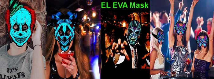 Hot selling Cool Mask,Party Light Up Mask For Party,Halloween, Blacklight Run,Advertisement,DJ,Club,Christmas
