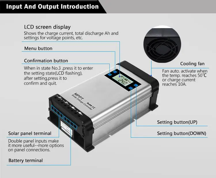 80a Mppt Solar Charge Controller 12v 24v 48v Charge Controller Mppt Solar Charge Controller 80a 8108