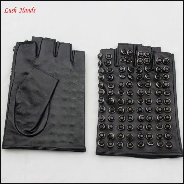 2016 ladies fingerless leather hand gloves with Seeks nail