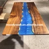 Resin rectangular wood epoxy solid wood table top blue transparent river resin table