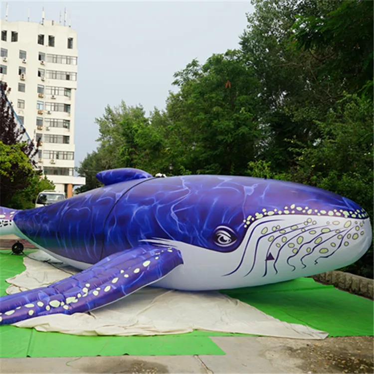HD printing giant inflatable blue whale hanging inflatable whale. 