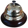 Dia 12cm Wholesale reception bell dinner call bell desk bell with wooden base