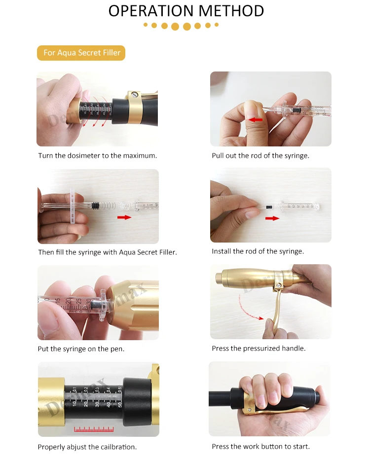 luxury 3&5 ml hyaluronic acid dermal filler serum needle-free injector pen