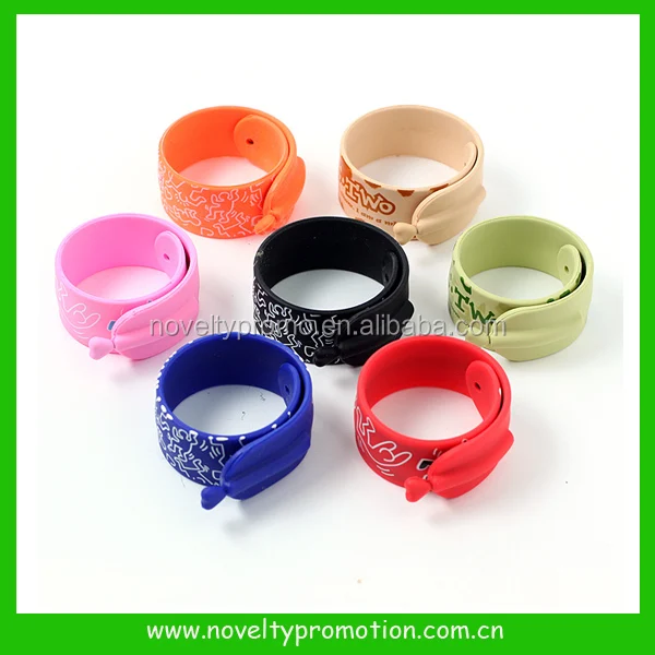 Silicone slap band with stylus pen