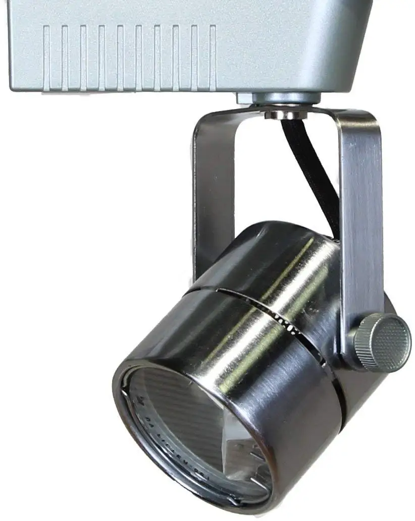 Direct-Lighting Brushed Steel MR16 Square Low Voltage Track Lighting Head