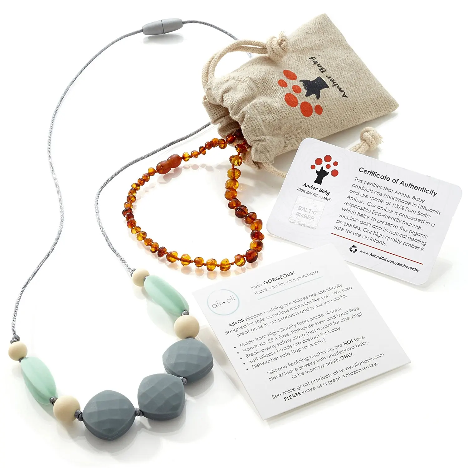 lolly llama amber teething necklace