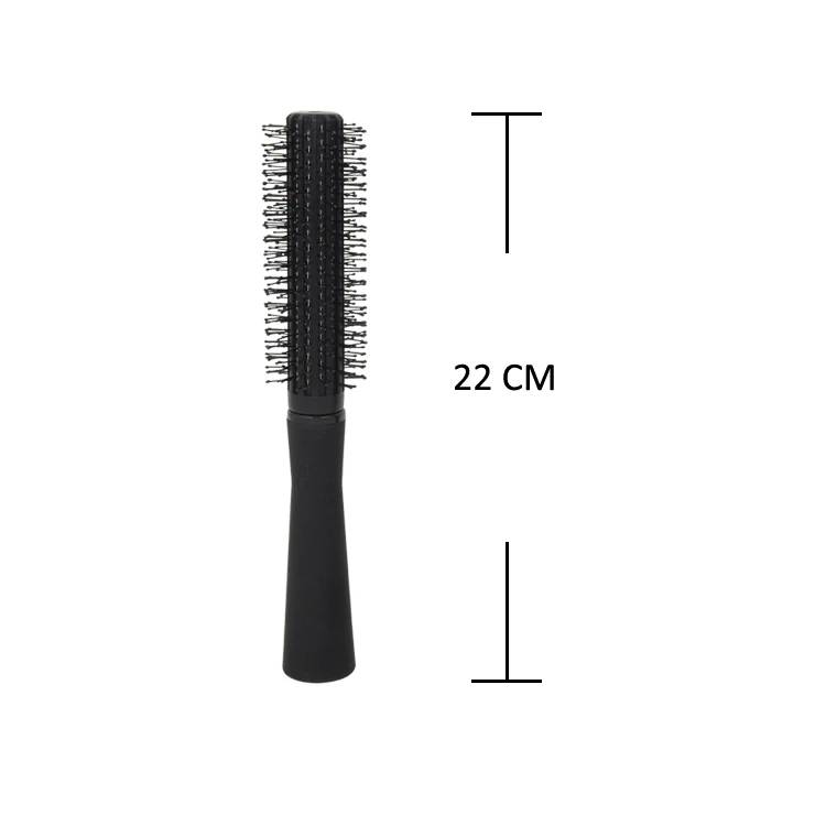 Black Small Plastic Round Hair Styling Brush With Nylon Bristle