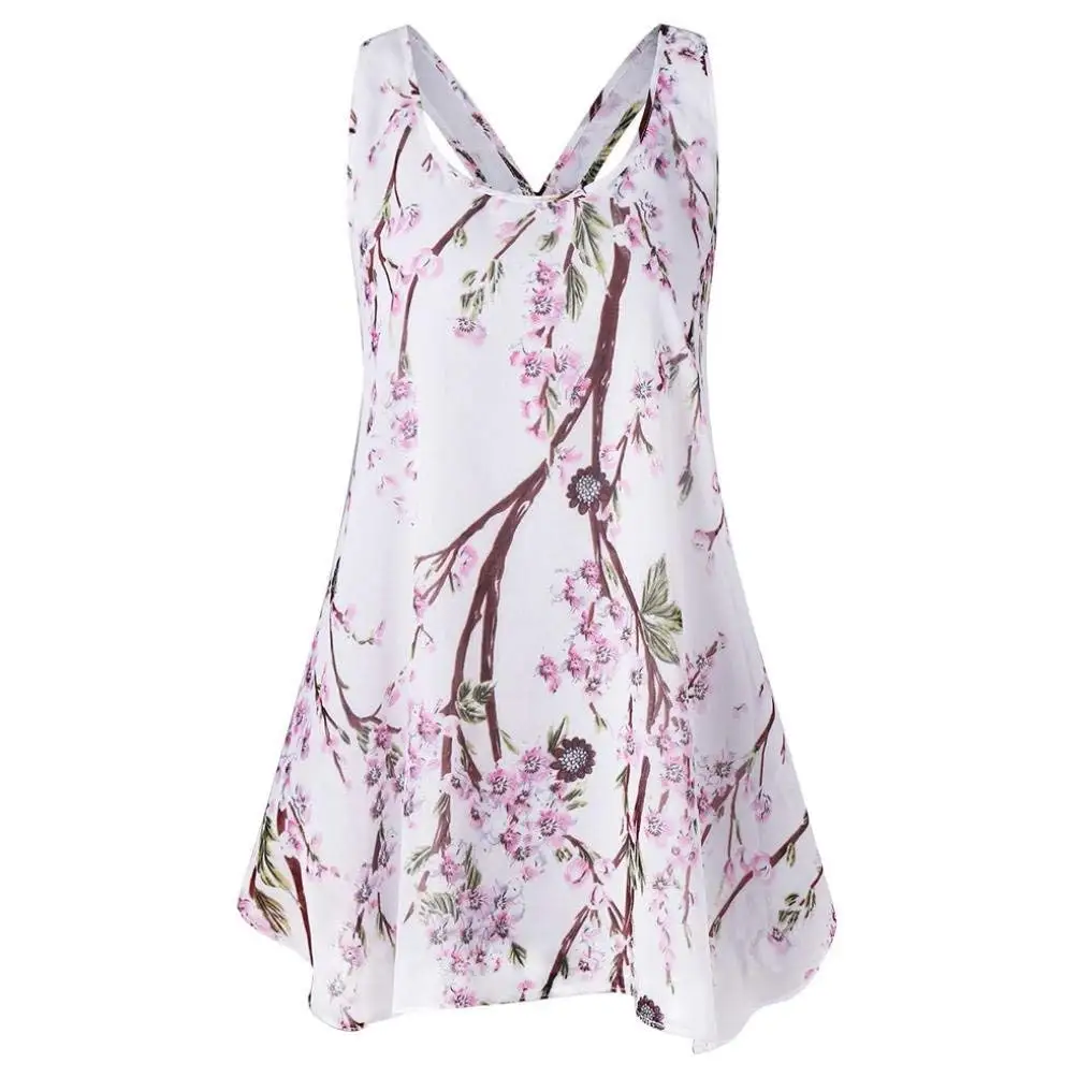 WuyiMC Women Tank Tops,Sexy Floral Plus Size Ladies Backless Blouse Vest Tank Sleeveless Tops Shirt