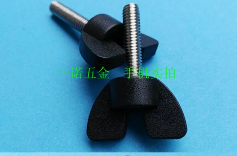 50pcs/lot M6*40 M6 X 40 Plastic Nylon Head Black Butterfly Wing Screw