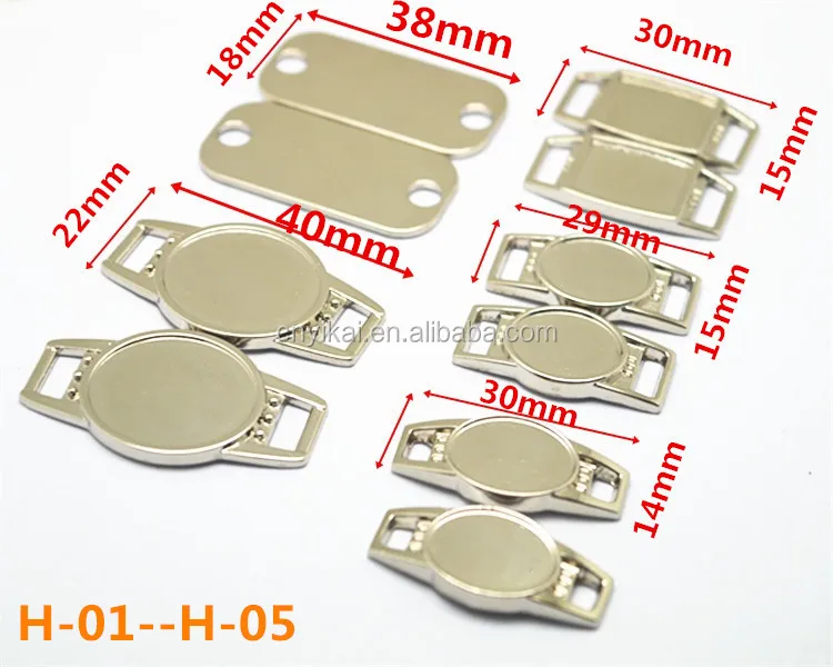 Blank Shoelace Charm For Shoe Decoration/metal Shoelace Tag With Custom