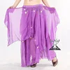 Cheap Chiffon Two Layer Belly Dancing Skirts With Coins