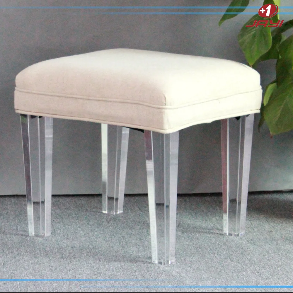 Clear Acrylic Vanity Square Lucite Stool Bench For Bedroom