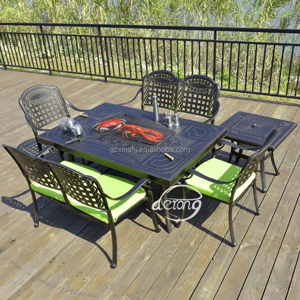 Cast Aluminium Bbq Set Outdoor Table And Chair Set Buy Garden