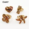 WT-R303 Fashion Design druzy quartz ring Jewelry Gift Natural druzy stone raw with 24k gold trim for stone rings