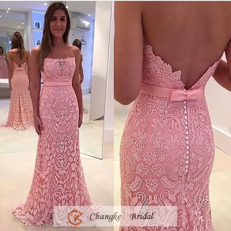 peach evening gown