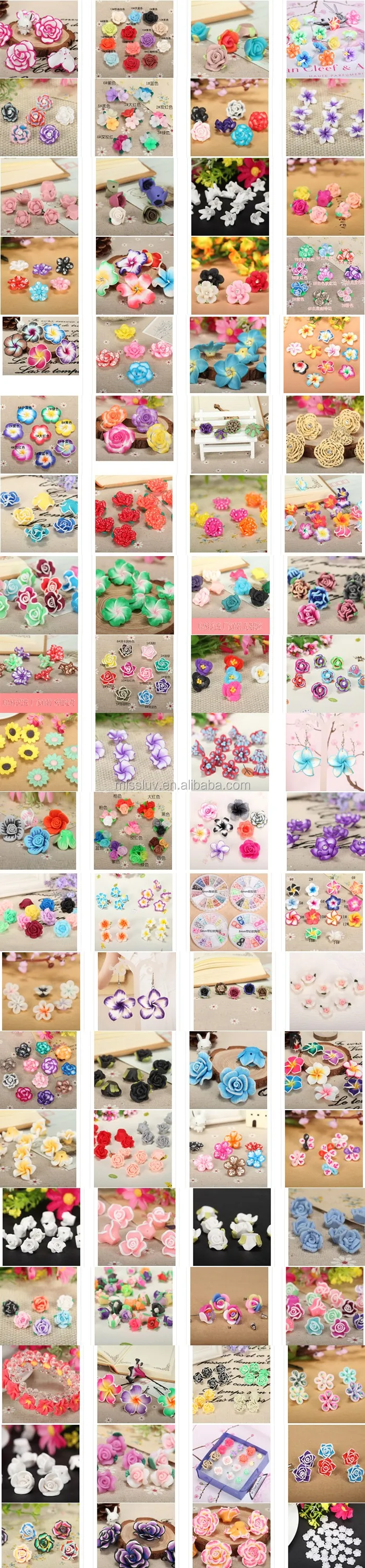 handmade polymer clay flower shaped beads kawaii Polymer Clay craft Flower Beads  yiwu china jewelry manufacturers flower polymer clay loose beads multi color ceramic beads hand painted polymer clay flower beads for earrings bracelet necklace diy fashion jewelry accessories