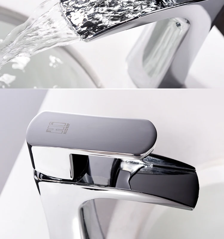 HIDEEP bathroom cold and hot water tap brass Chrome basin faucet