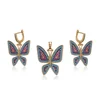 64258 Xuping jewelry set refined butterfly shape lever back earring findings multicolor gold two pieces set