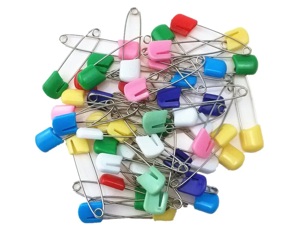 Safety Hold Clip Locking Cloth HiCat 20 PCS Assorted Colors Baby Child Infant Kids Cloth Diaper Nappy Pins Stainless Steel Safety Pins with Colorful Plastic Head Safety Locking 2.2in